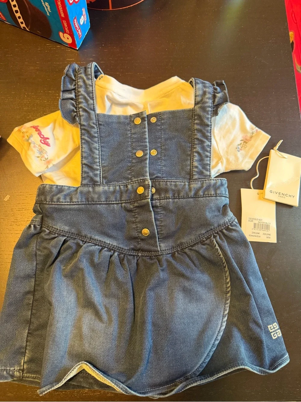 Givenchy Blue Kids Denim Overall Dress with Snap Buttons